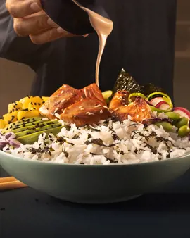 Salmon poke rice